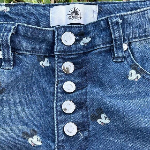 Disney Parks High Rise Button Fly Mickey Mouse Denim Jean Shorts Juniors Sz 9 - Picture 6 of 9